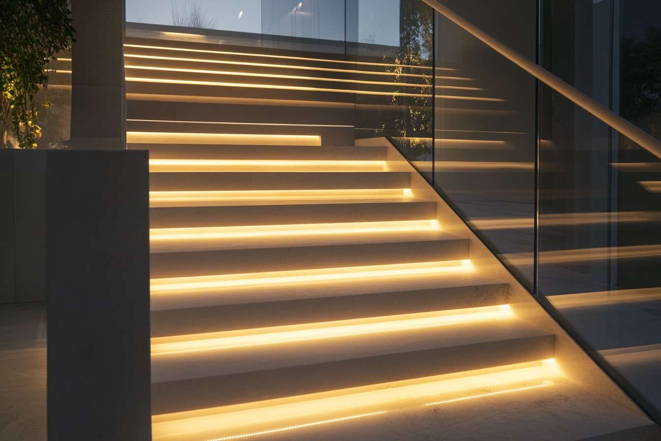 Modern Illuminated Front Door Steps Design