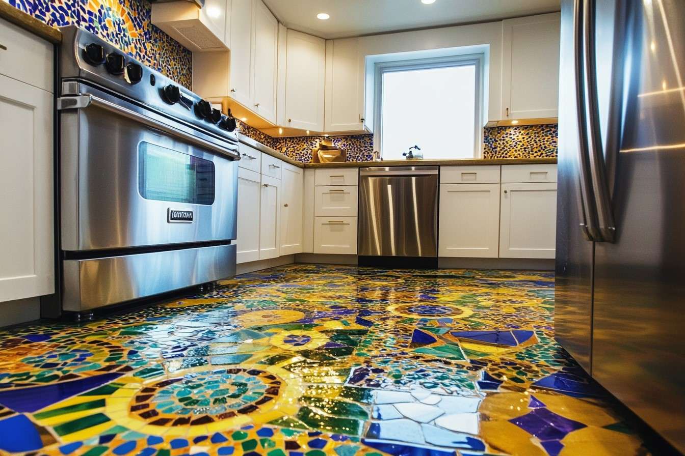 Mosaic Tiles Design for Kitchen Floor