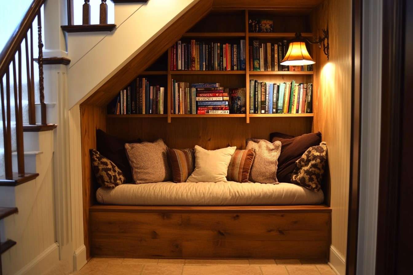 Reading Nook Under the House Front Stair Design