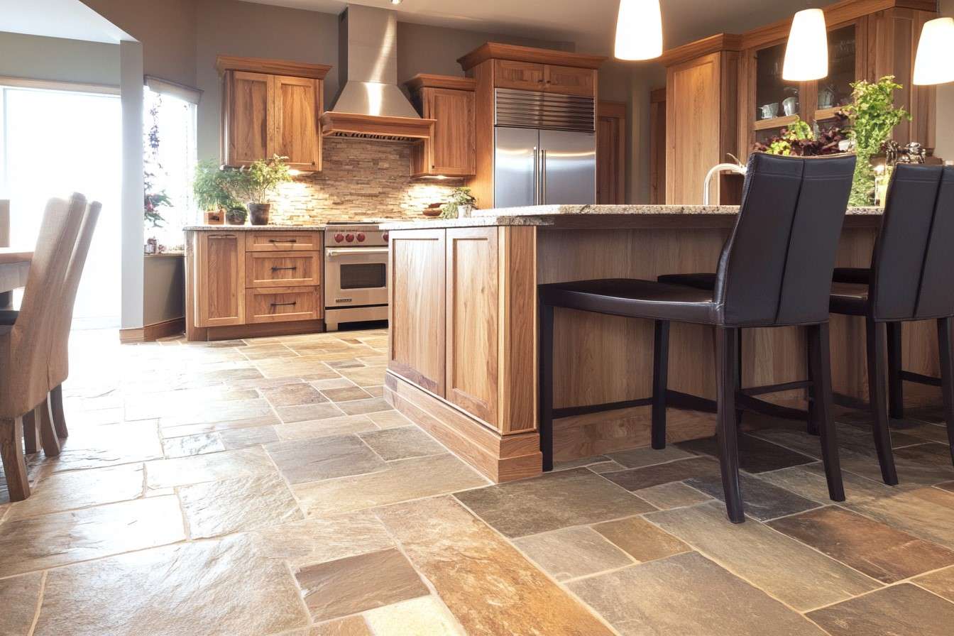 Stone Floor Tile Design for Kitchen