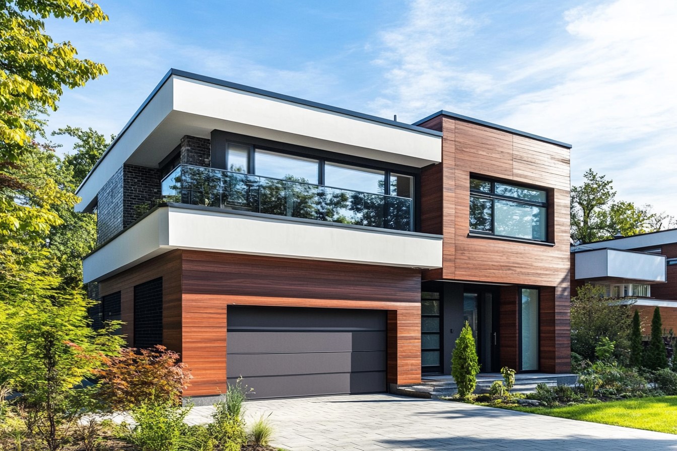 Duplex Flat Design with a Built-In Garage