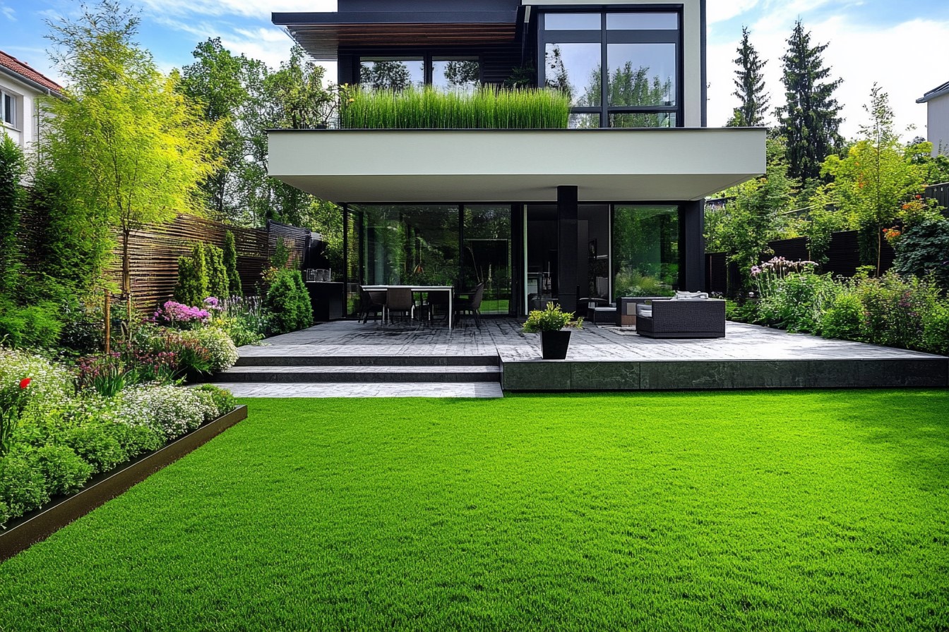 Duplex House Design with a Beautiful Large Front Garden