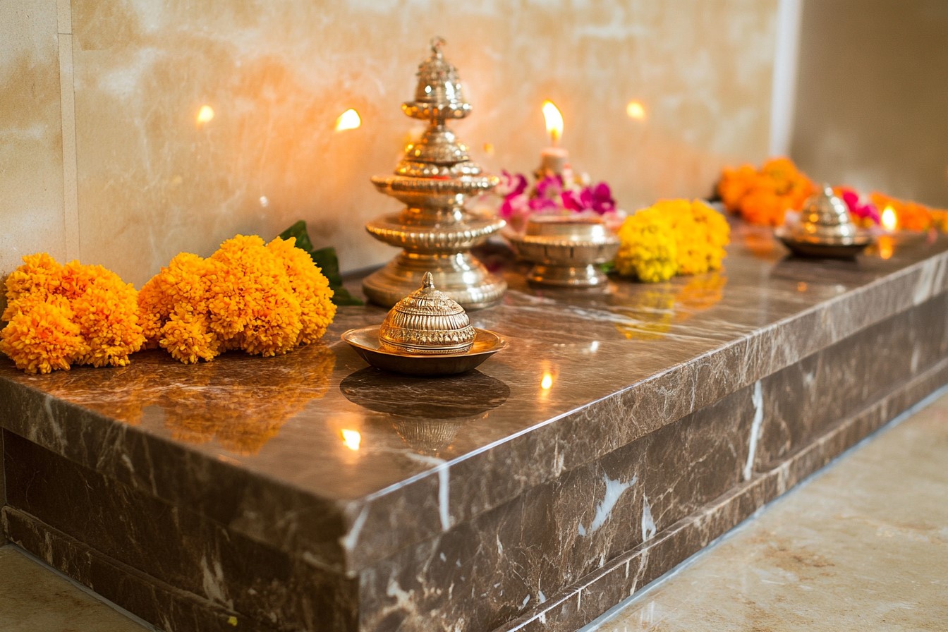 Earthy Brown Marble Temple Design