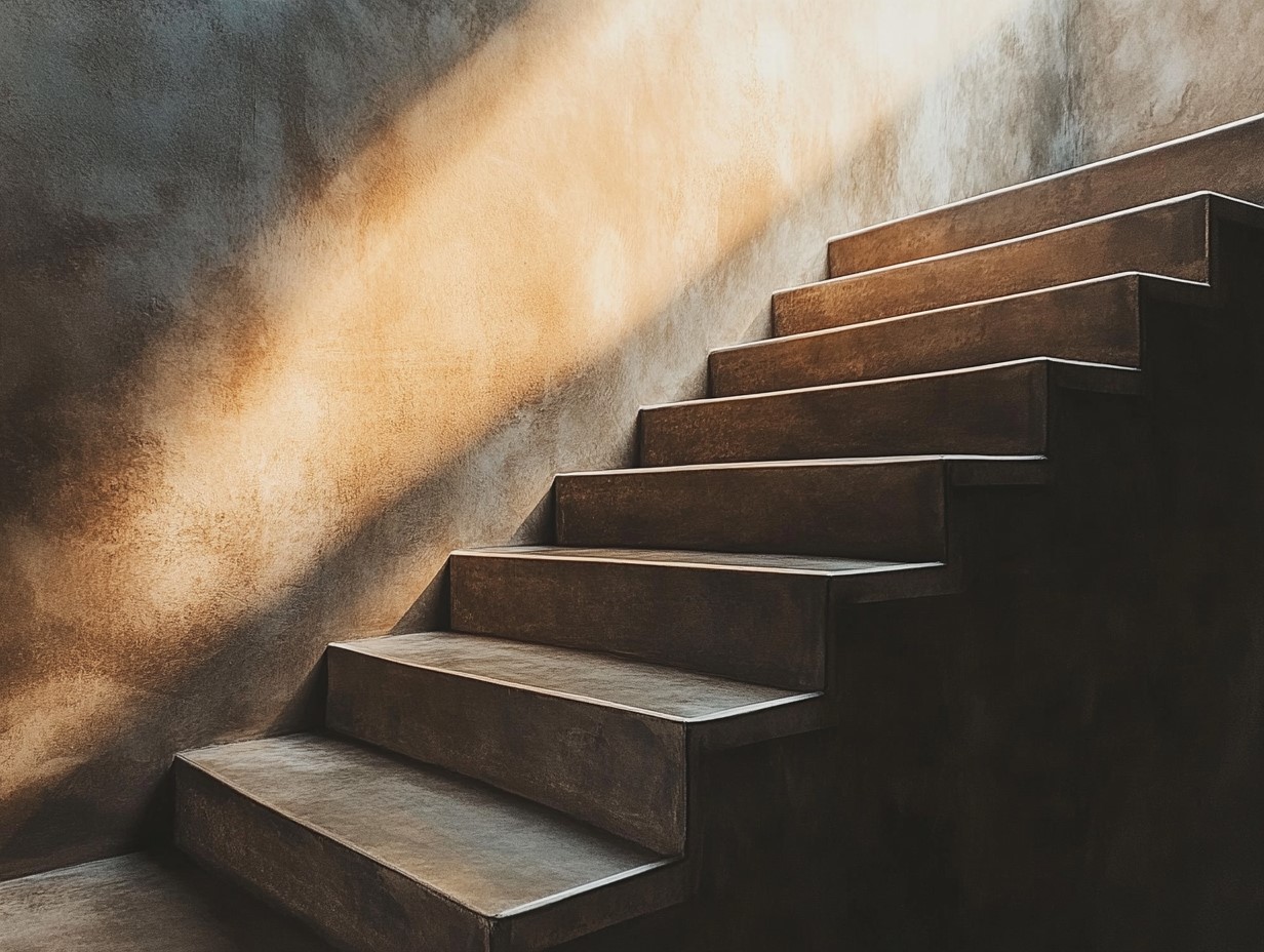 Granite Stairs in Brown and Grey Colour