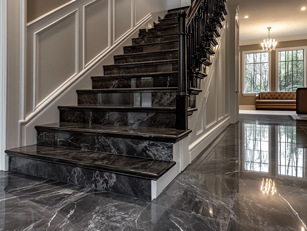 Grey Granite Stairs Design for indoors