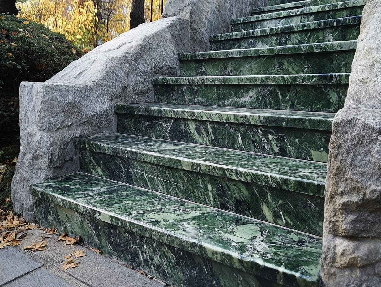 Modern Green Granite Stairs Design