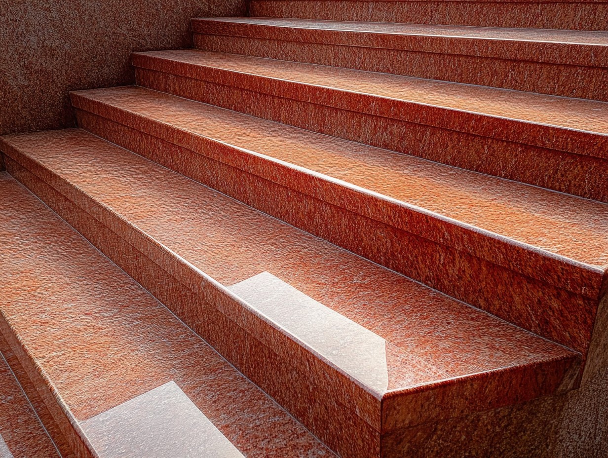 Polished Red Shade Granite Steps Design Idea for Exterior