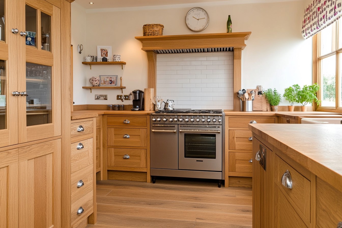 Semi-Modular Kitchen Design with Wooden Finish