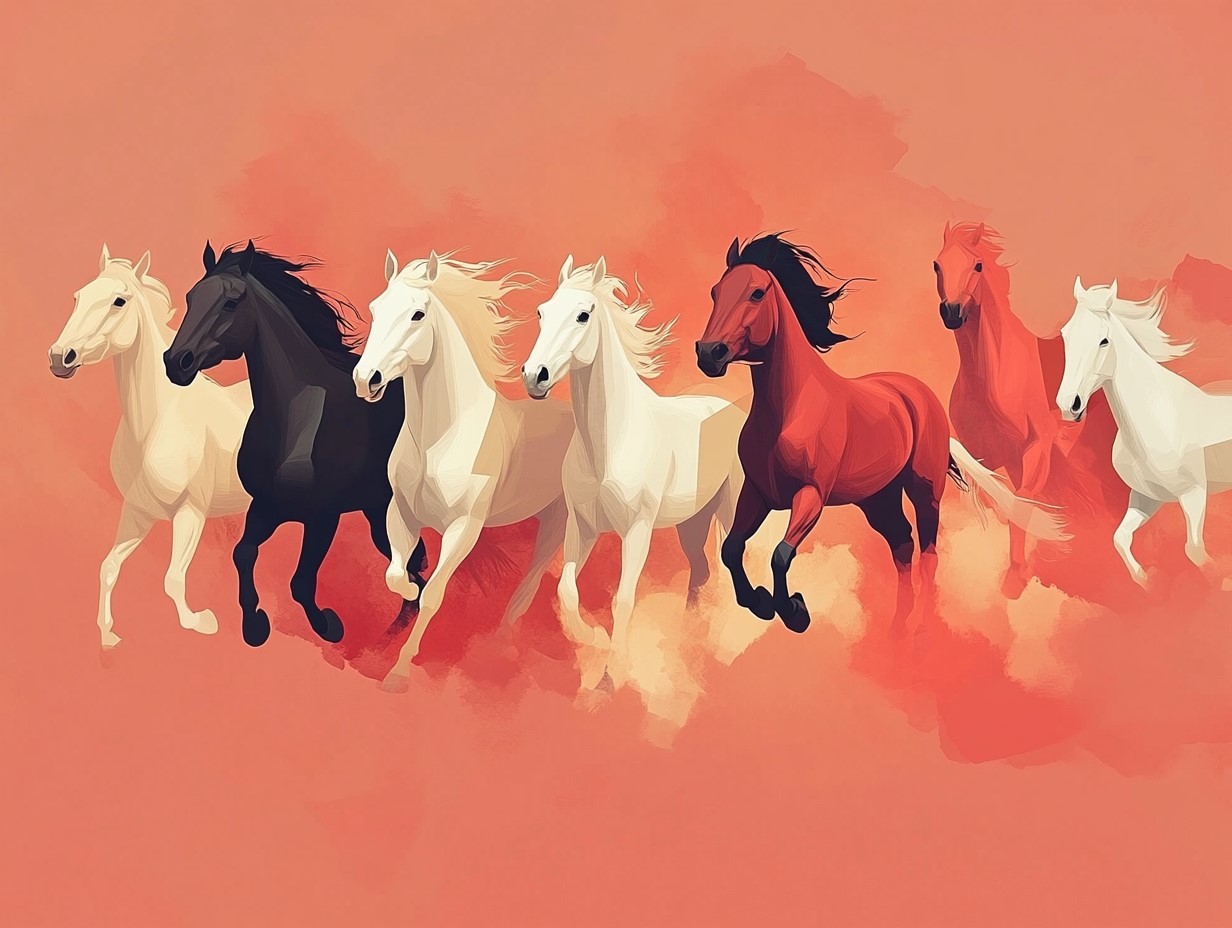 Seven-Horse Painting with a Red Background Benefits