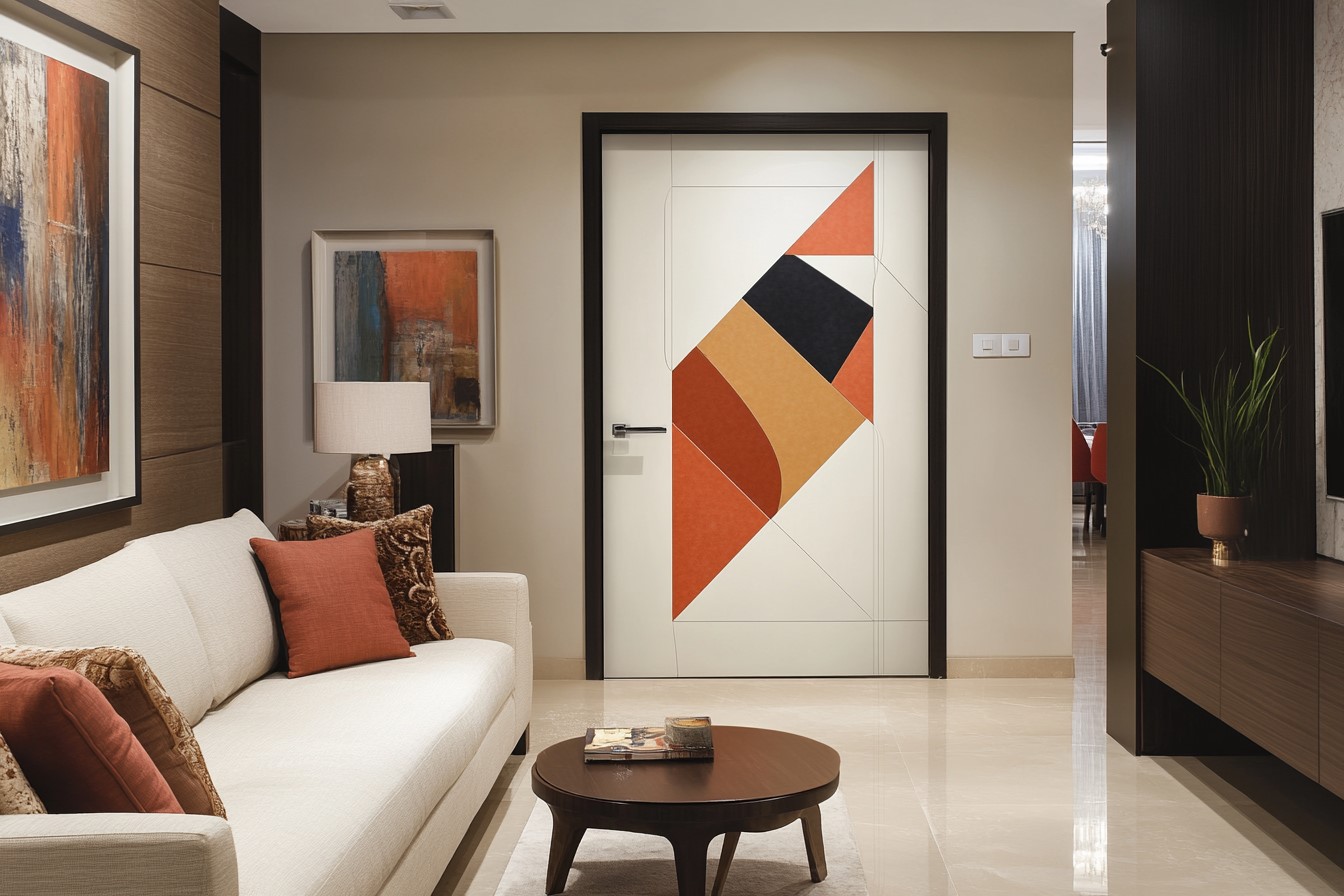 Sunmica Door Design with Geometric Pattern