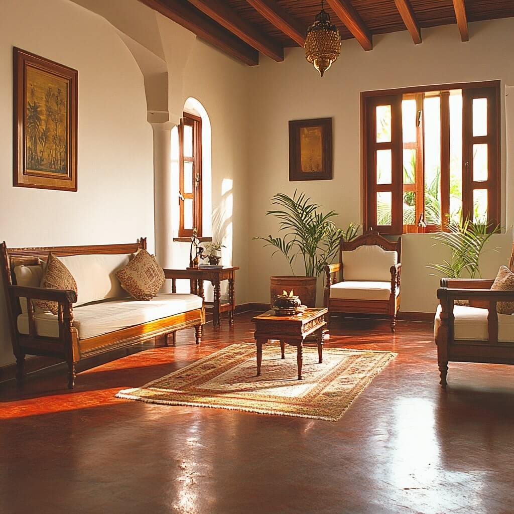 Traditional Red Oxide Flooring for Living Areas