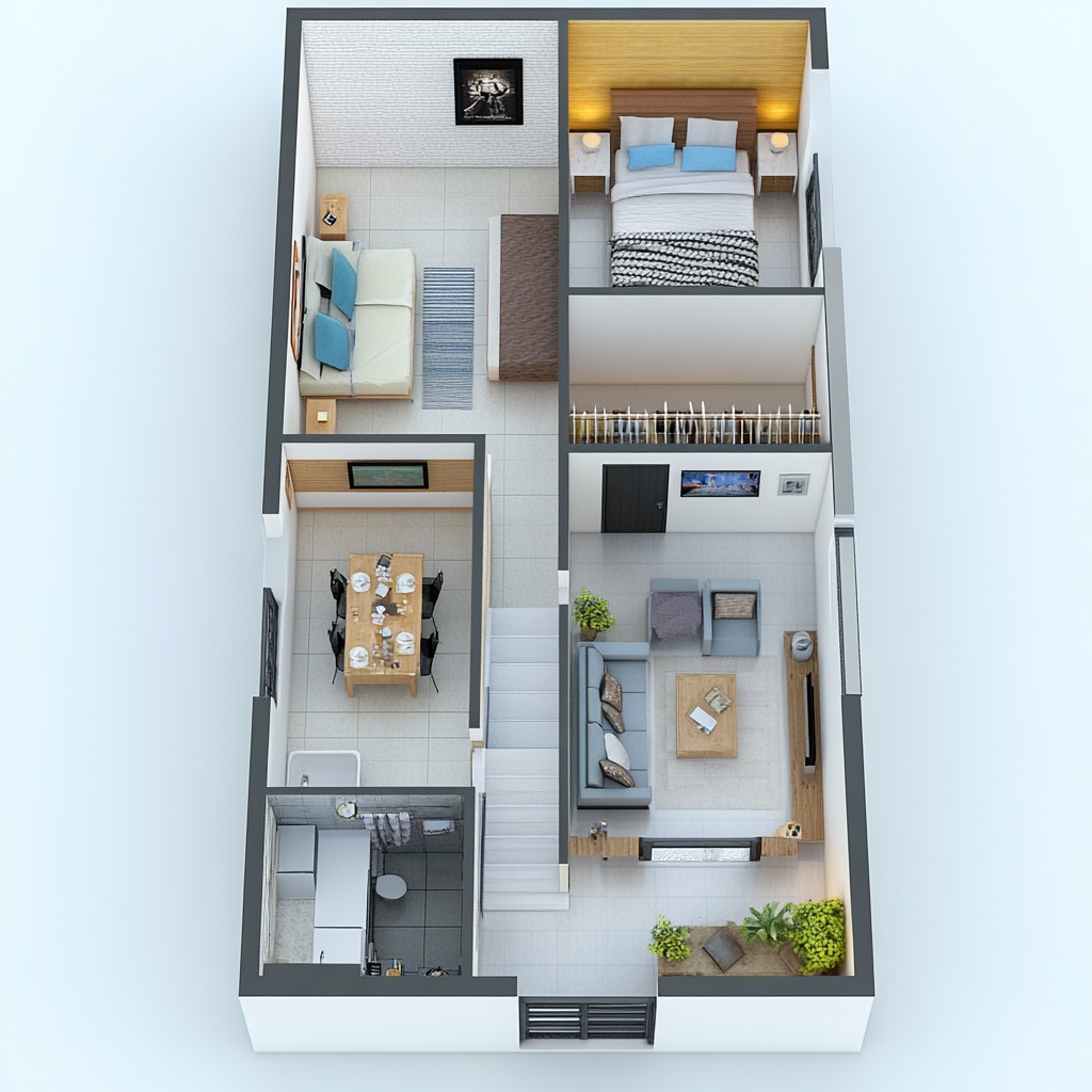 24x57 Plan for 2 Bedroom House