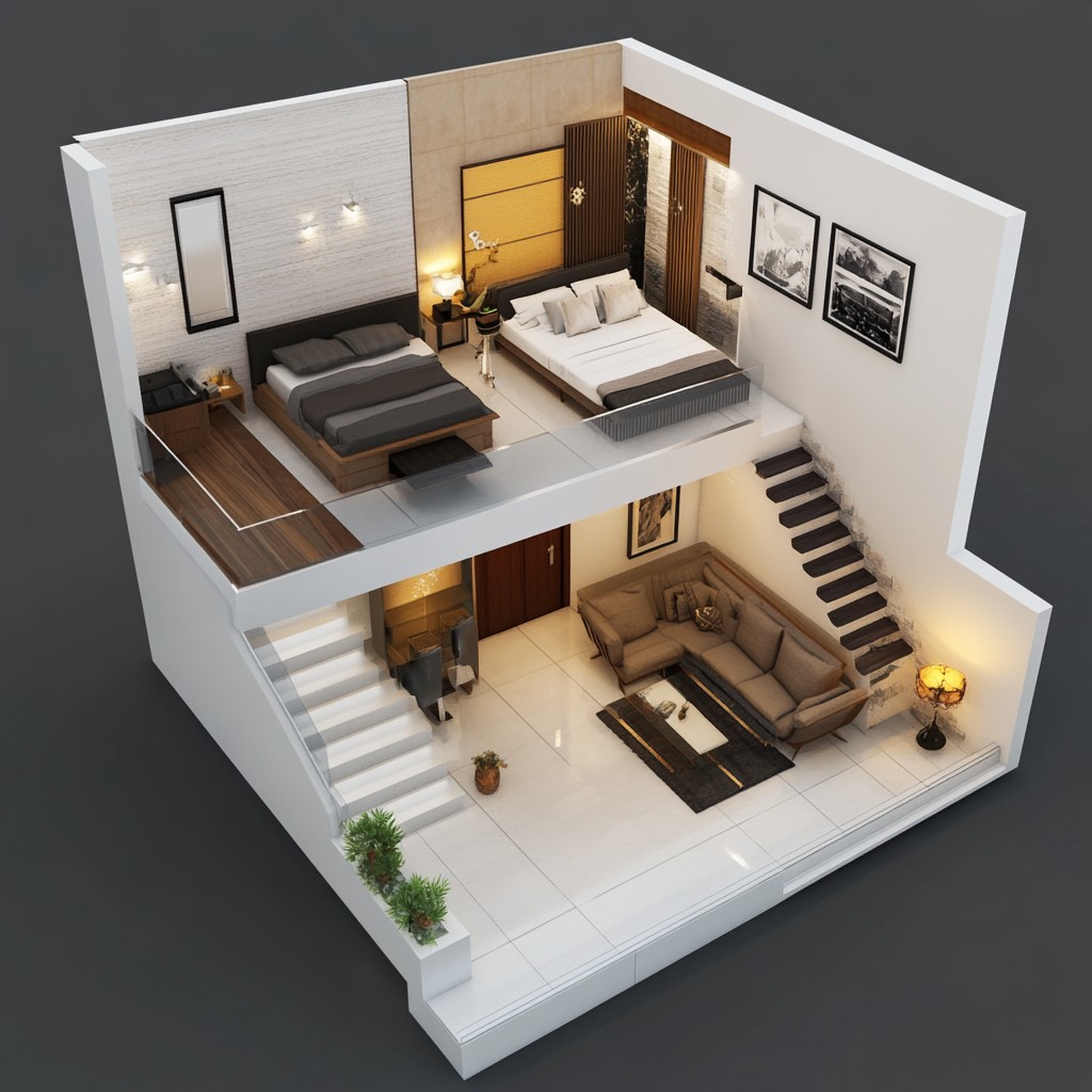 25x30 Plan for 2 BHK Duplex