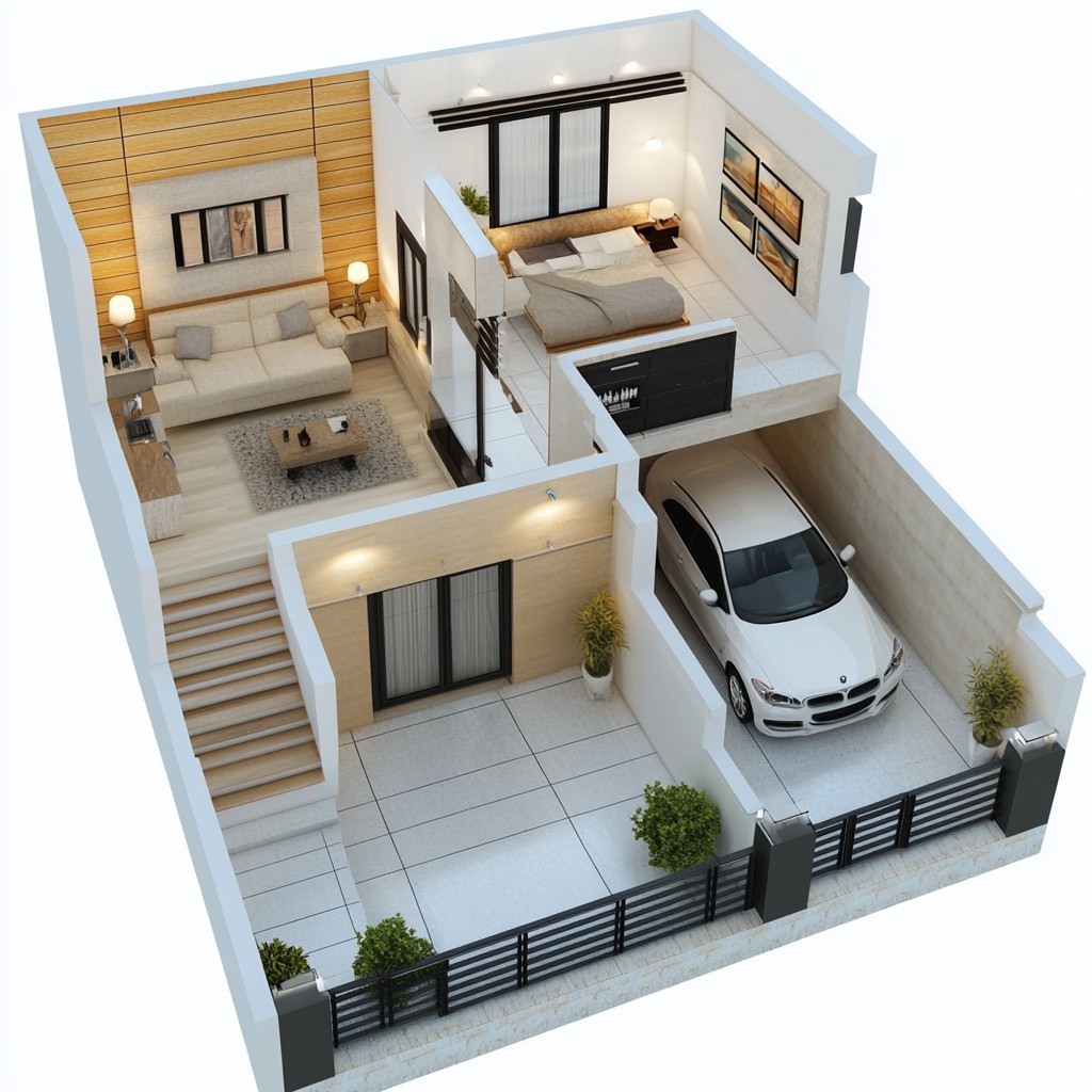 50x50 Plan for modern 2 Bedroom House