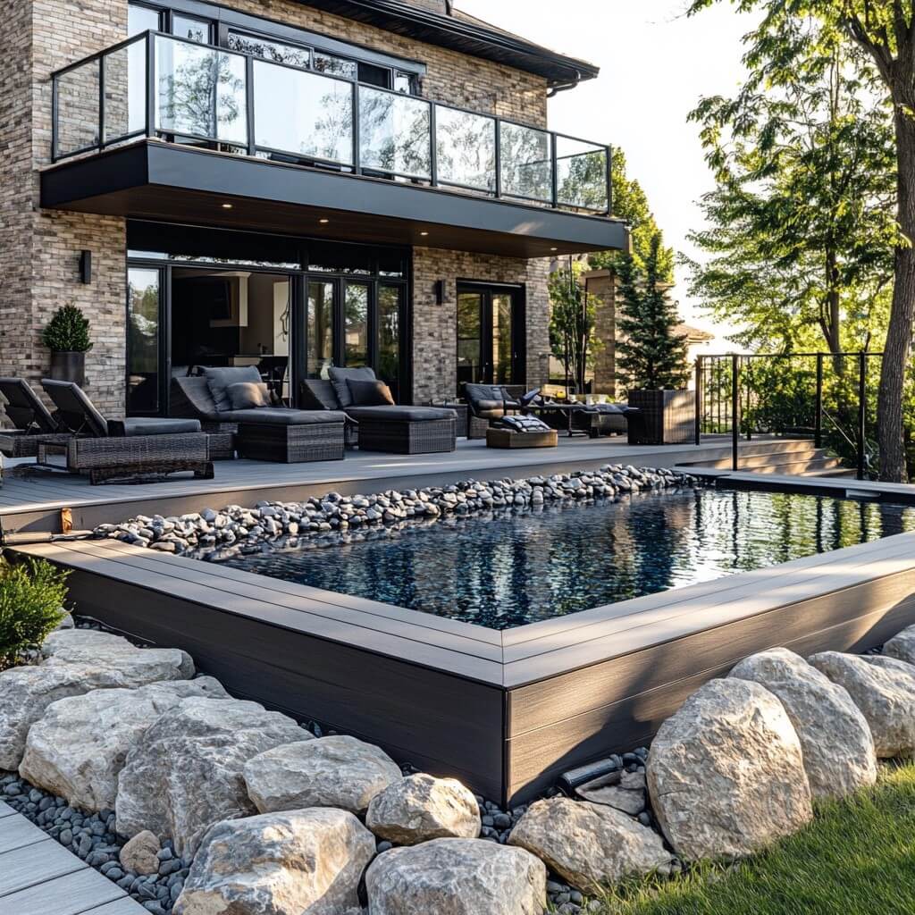 Contemporary Swimming Pool Design with an Elevate Deck