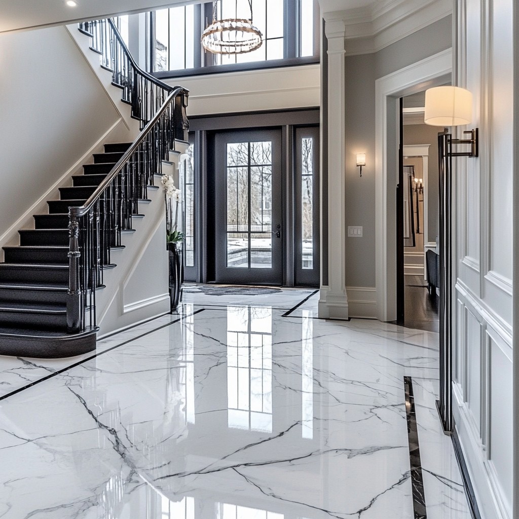 Entryway Design with Marble Flooring