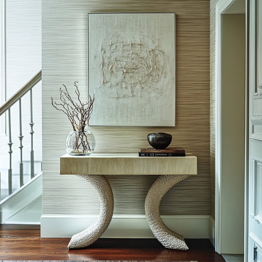 Foyer Design with Textured Wall Decor