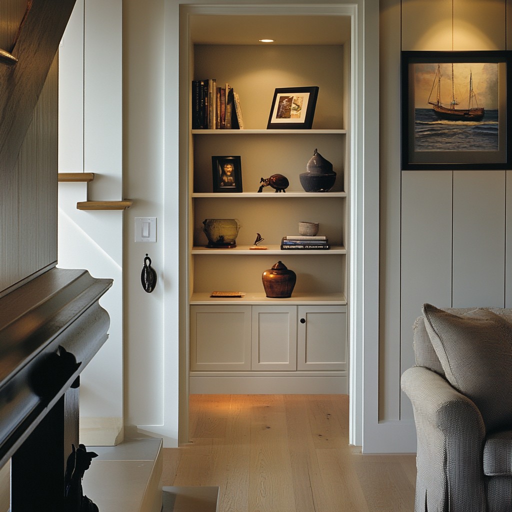 Home Entrance Decor Idea with Hidden Built-in Shelves