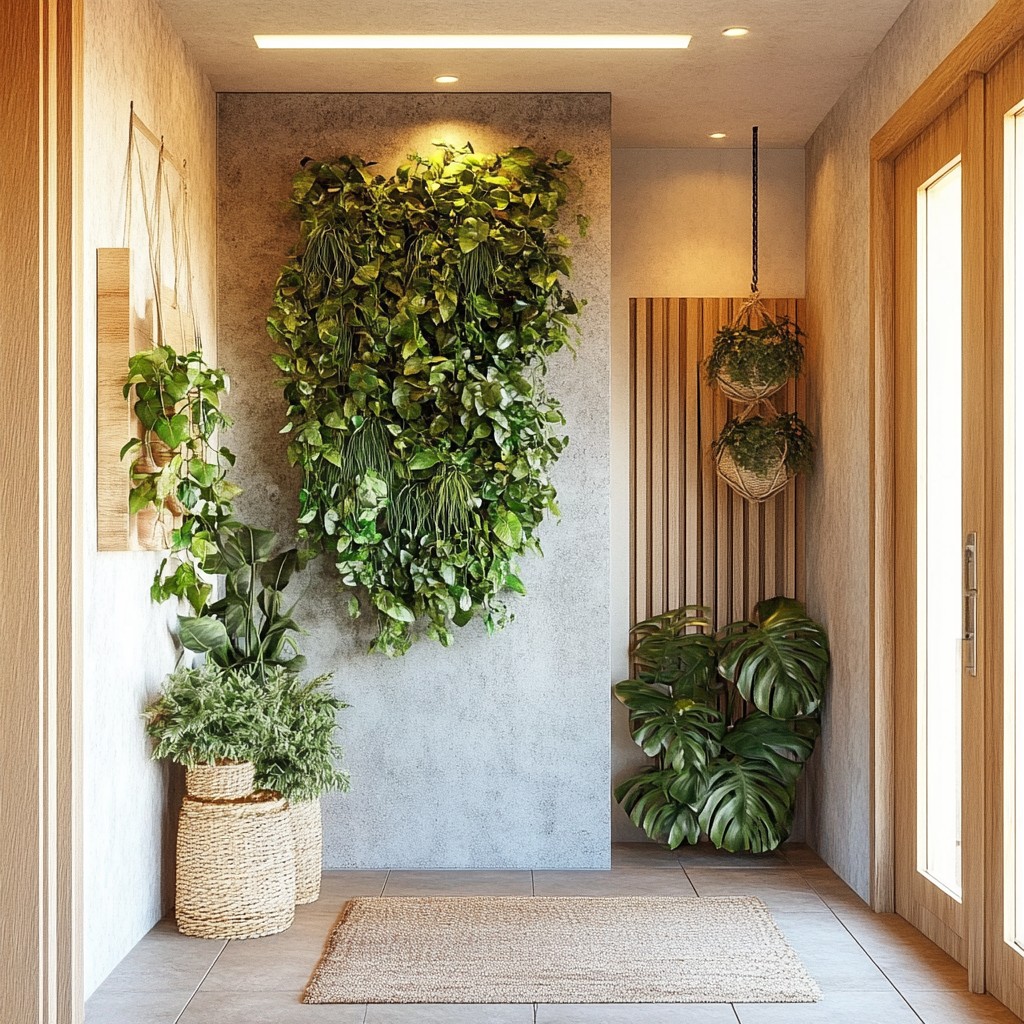 Home Entryway Decor Idea with Hanging Plants