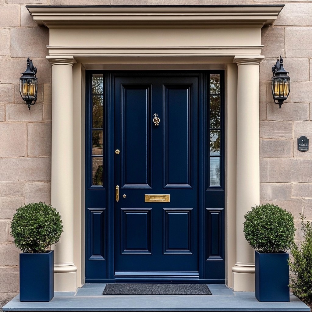 Navy Blue Front Door Paint Design