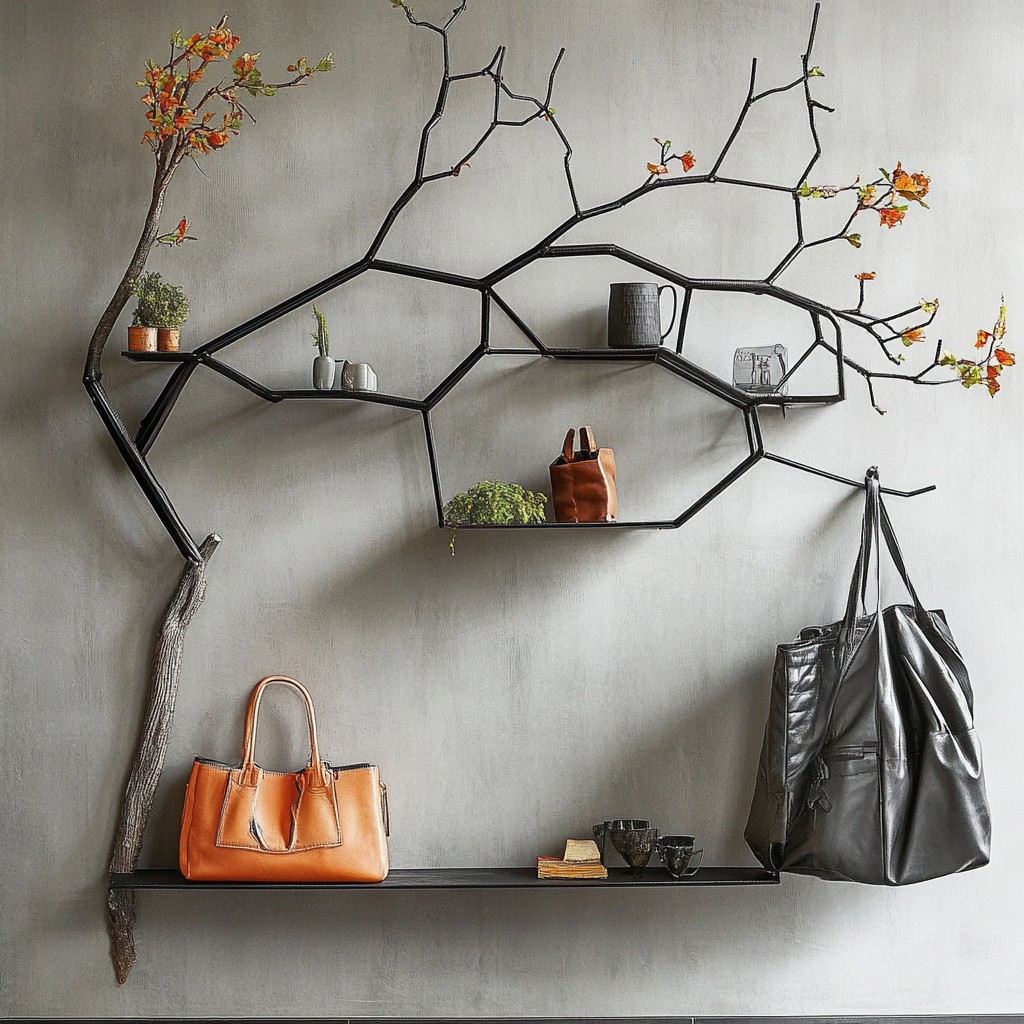 Stylish Entrance Room Design with Sculptural Storage