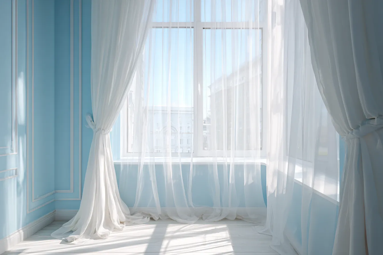 Apply Sky Blue Colour in Bedroom Near Windows