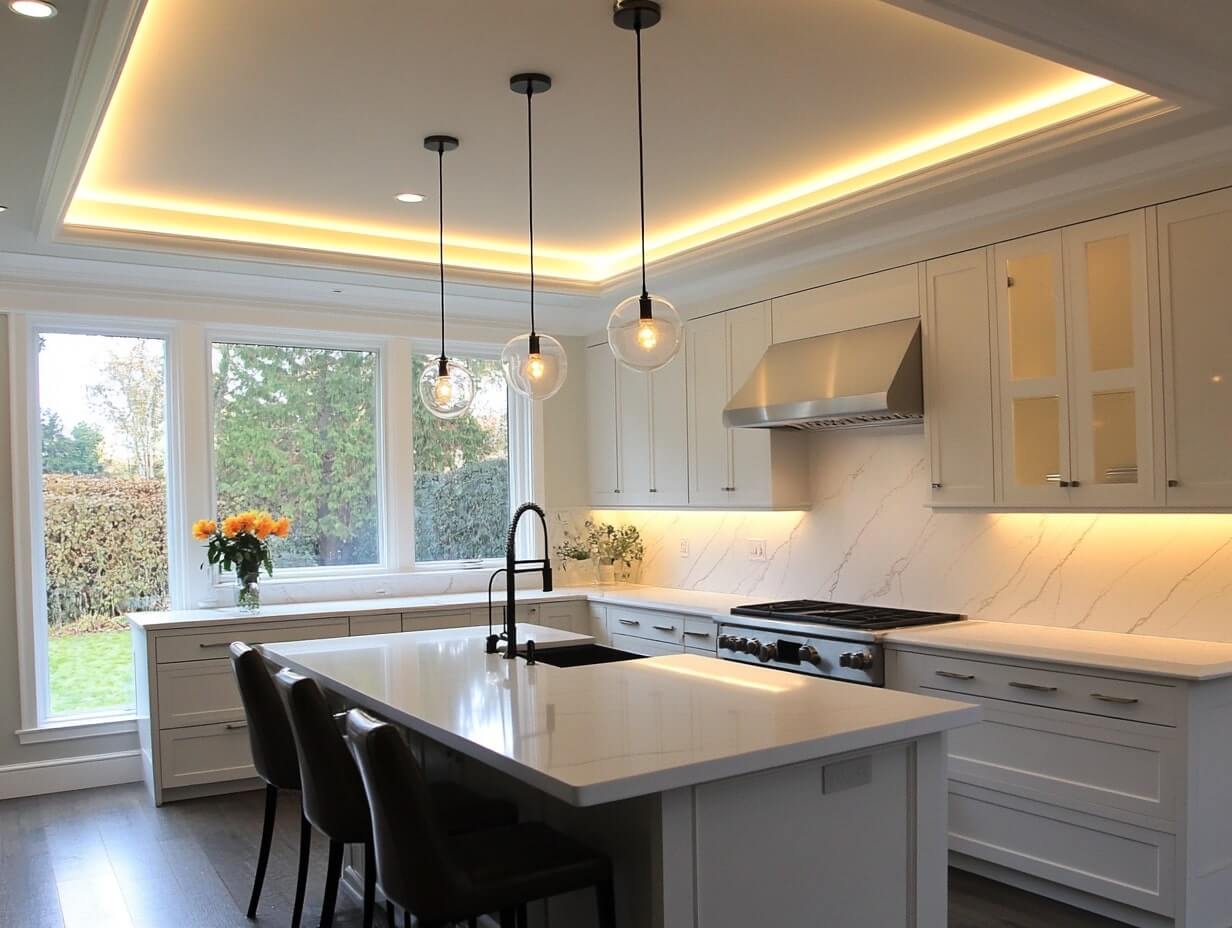 Cove Lighting above Kitchen Cabinets