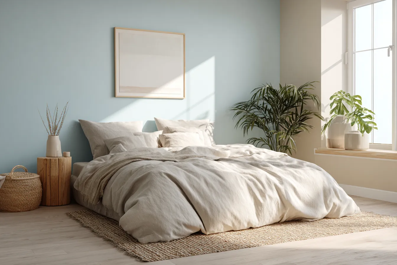 Sky Blue and Beige Colour Combination for Walls