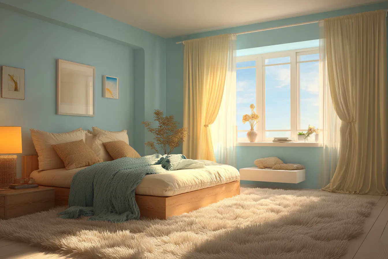 Sky Blue and Cream Colour Combination for Walls