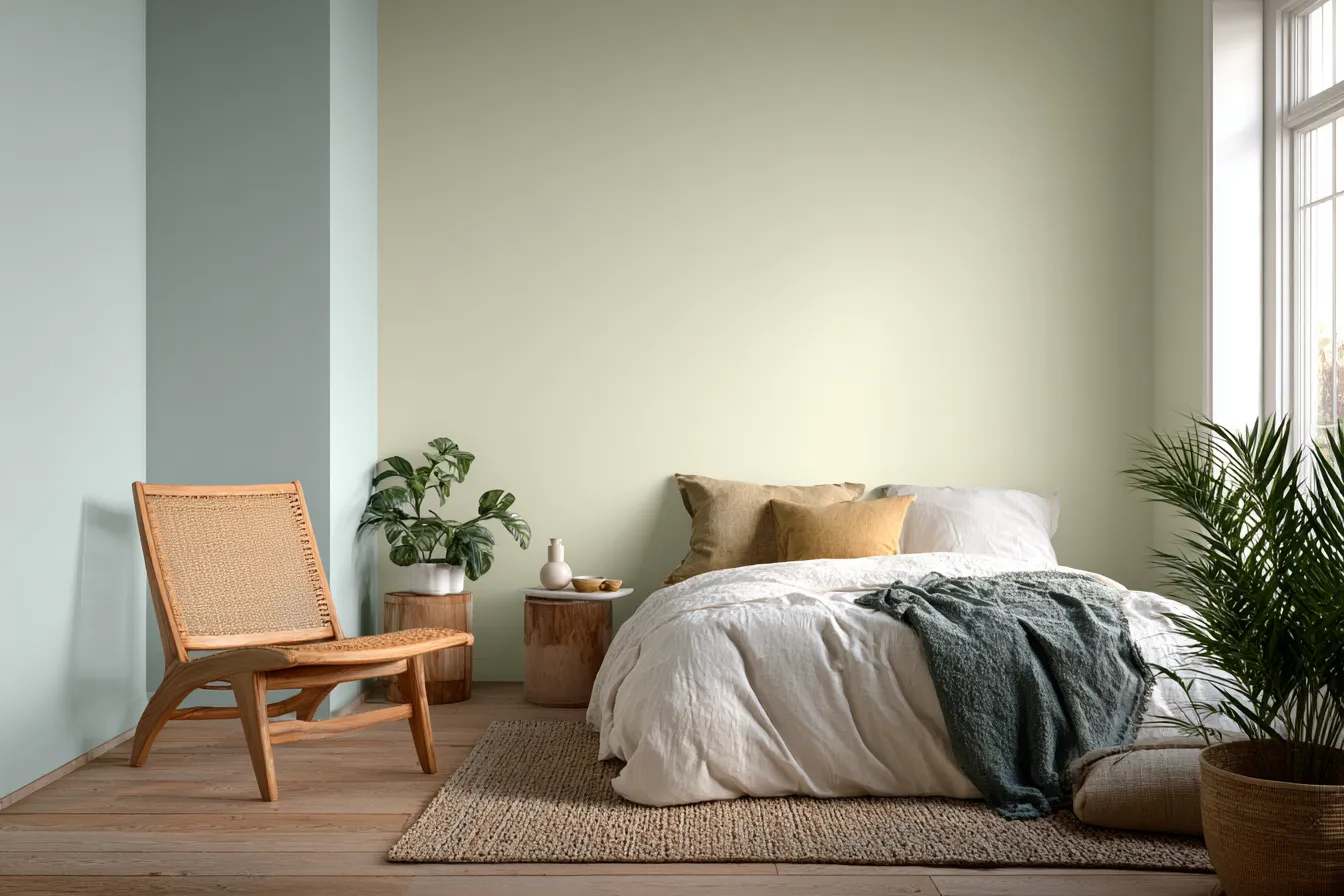 Sky Blue and Green Colour Combination for Walls