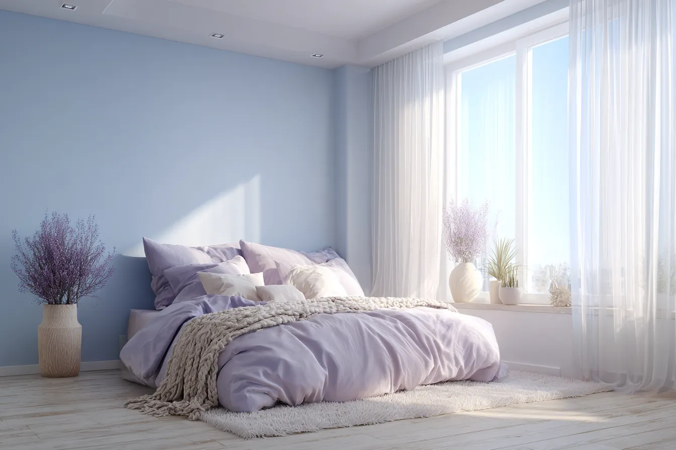 Sky Blue and Purple Colour Combination for Walls