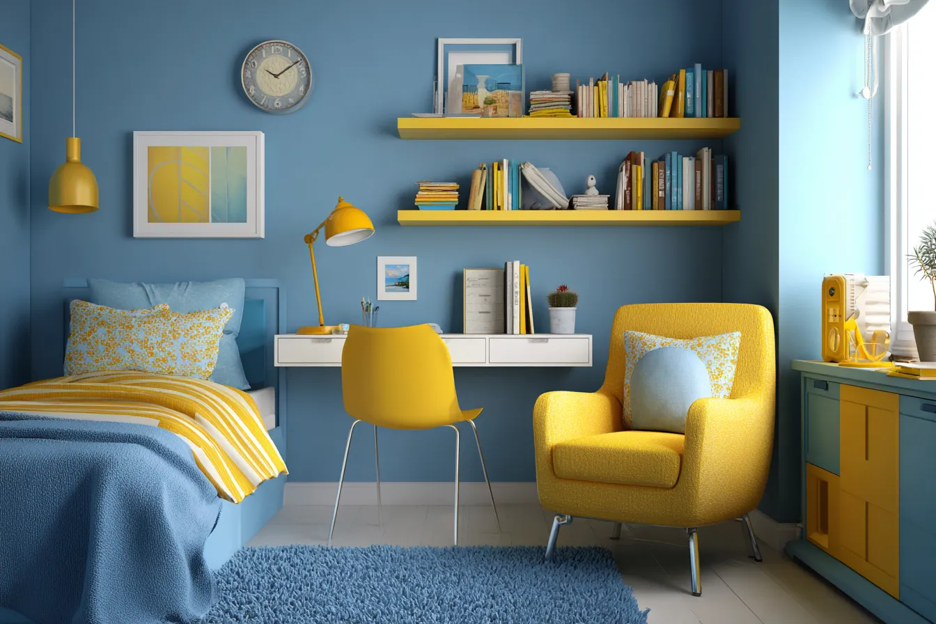 Sky Blue and Yellow Colour Combination for Walls
