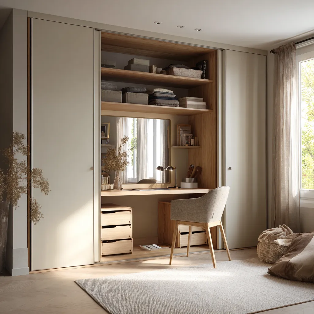 Hidden Dressing Table in Wardrobe Dressing Table Inside Wardrobe Design