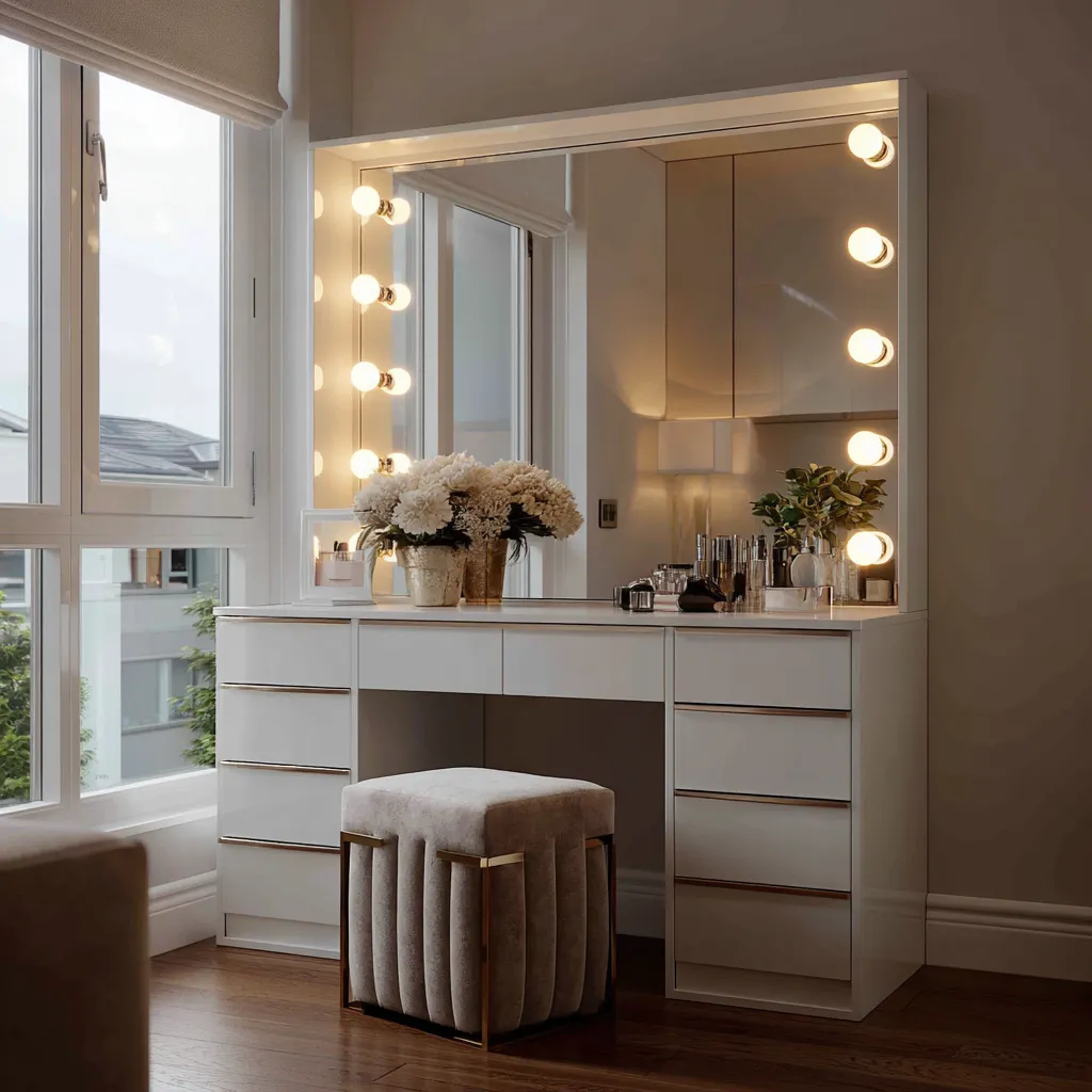 Luxury Vanity Dressing Table with Bulb Lighting Luxury Vanity Dressing Table Design with Bulb Lighting