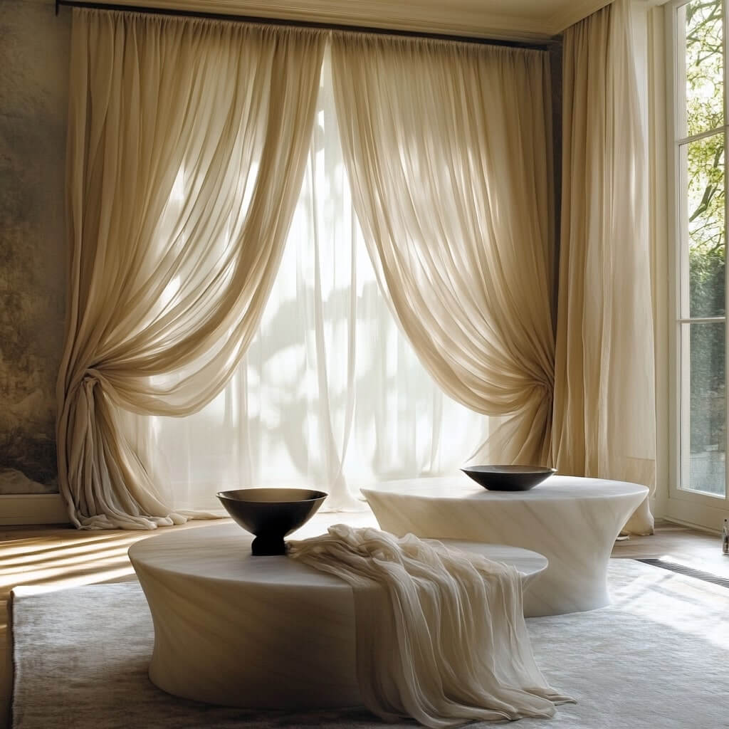 Scarf Curtains Design for Living Room