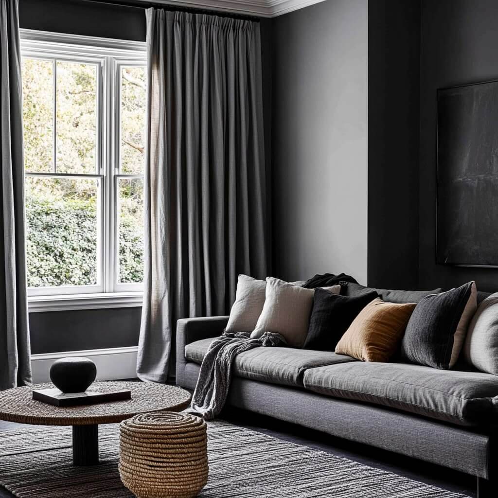 Black Coral Grey room idea