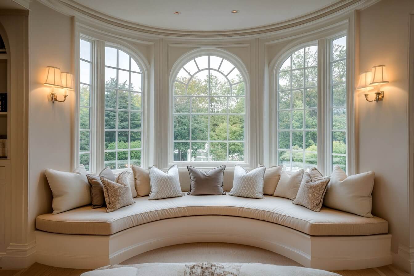 Curved Bow Window with Glass Panels