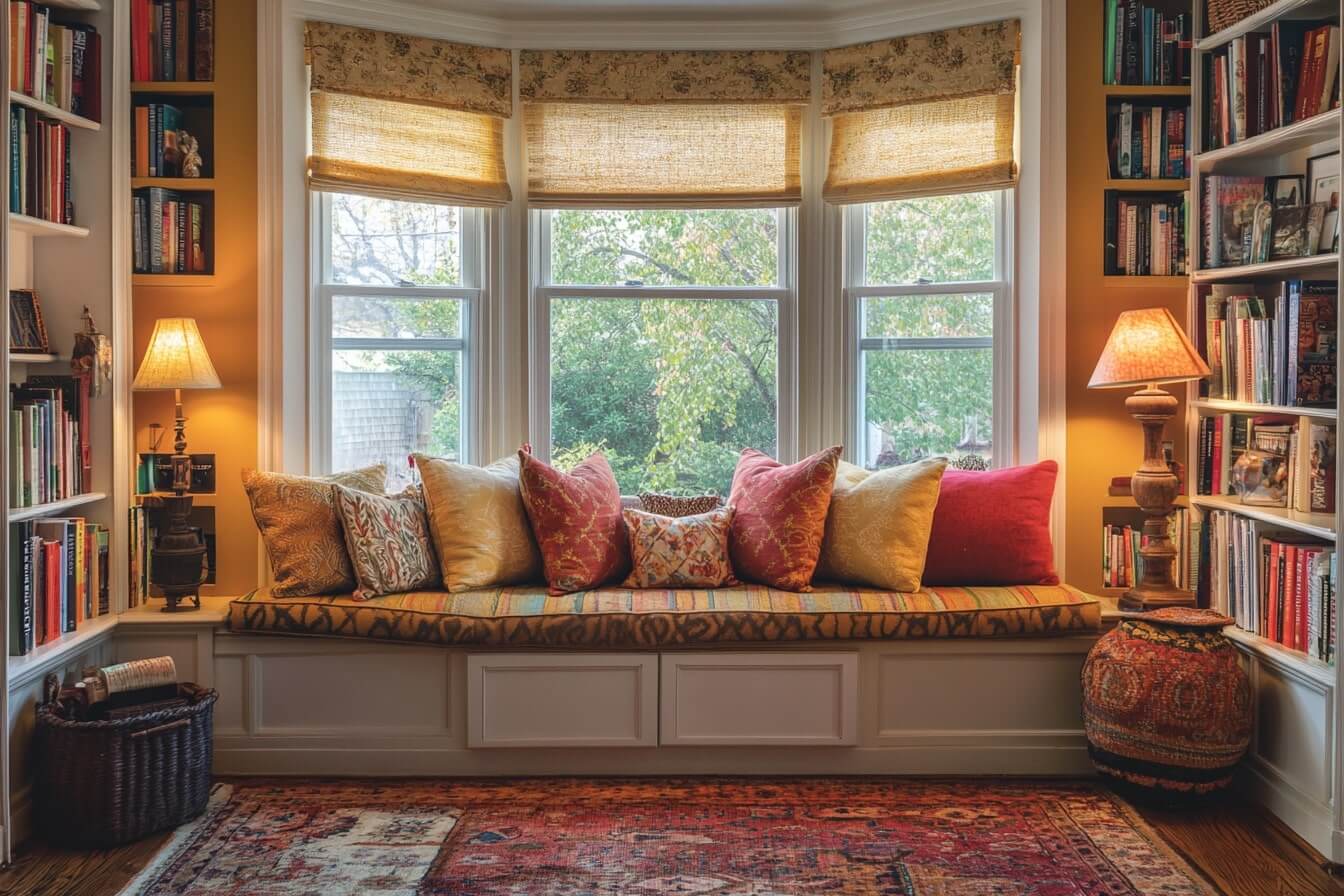 Living room bay window reading nook