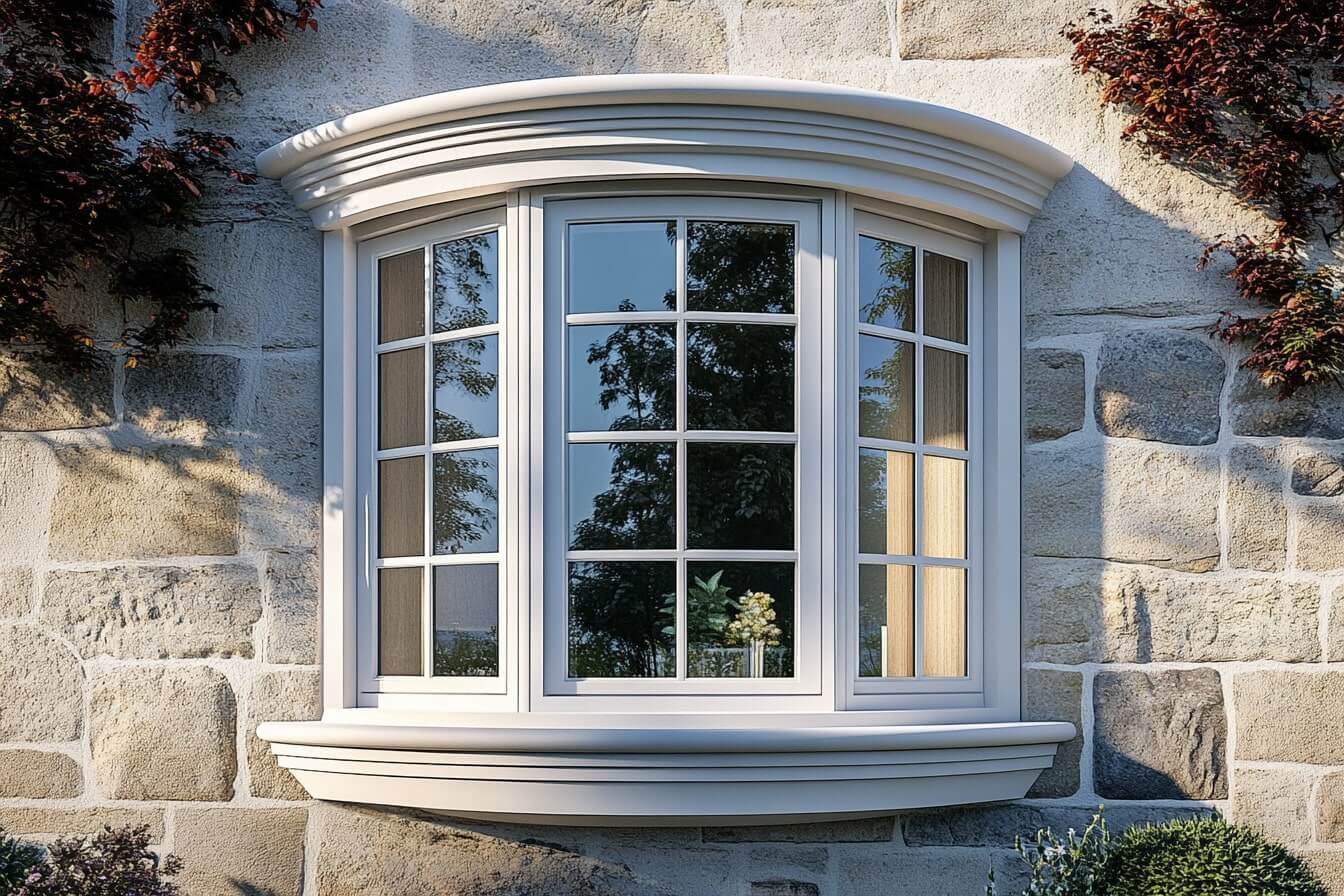 Smooth curved bay window in rounded wall
