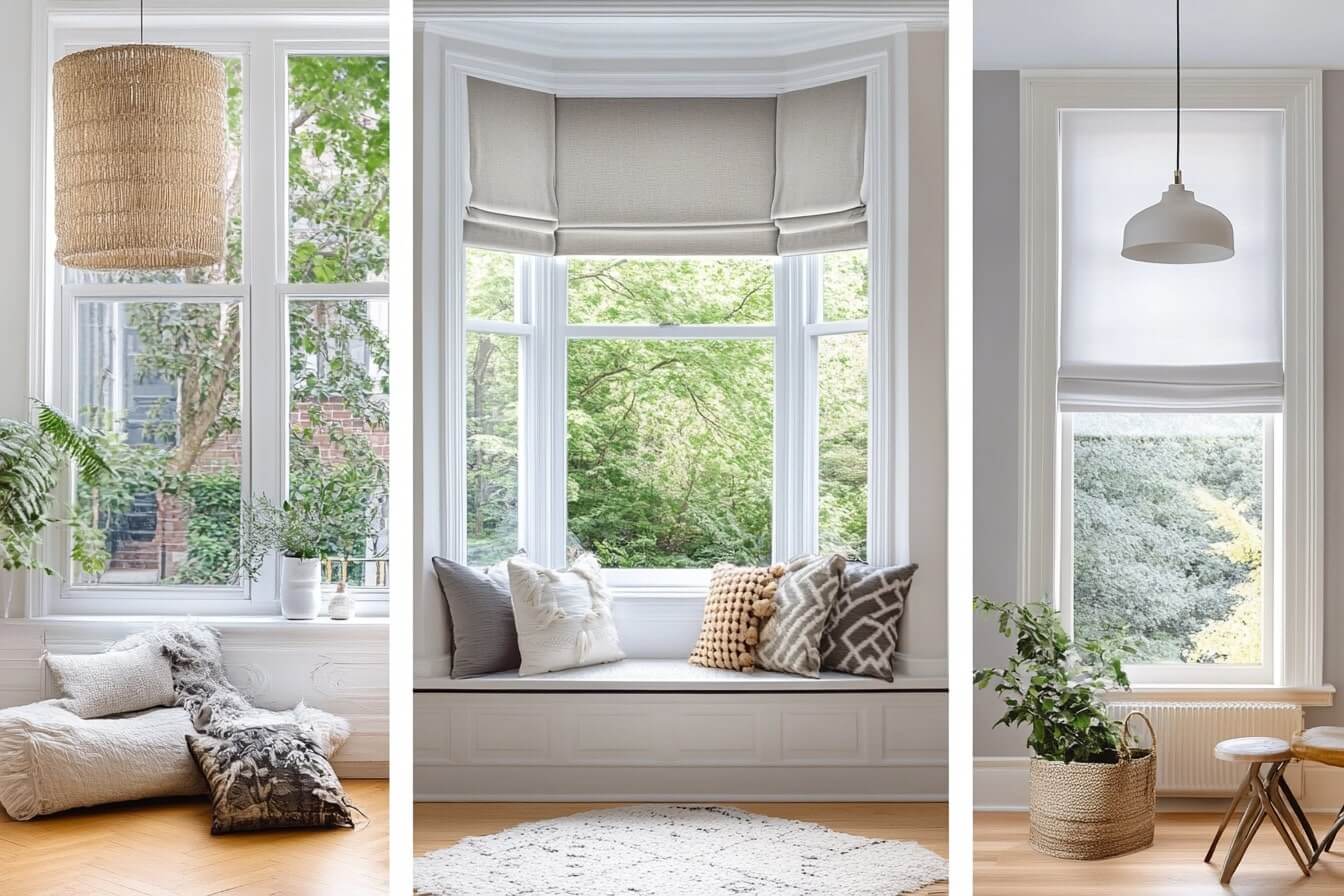 Various bay window styles side by side