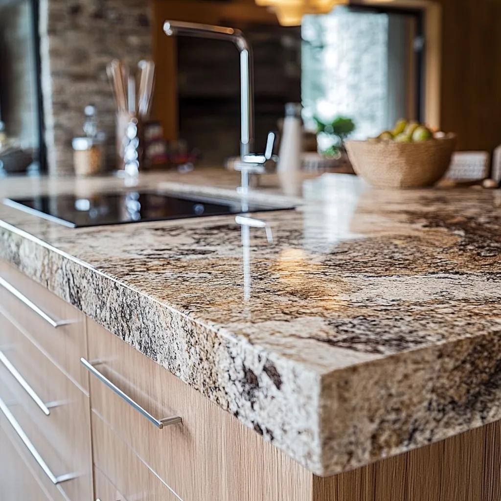 Brown Granite Kitchen Slab Design