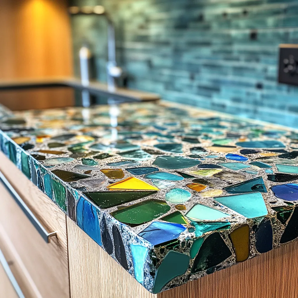 Recycled Glass Kitchen Slab Design