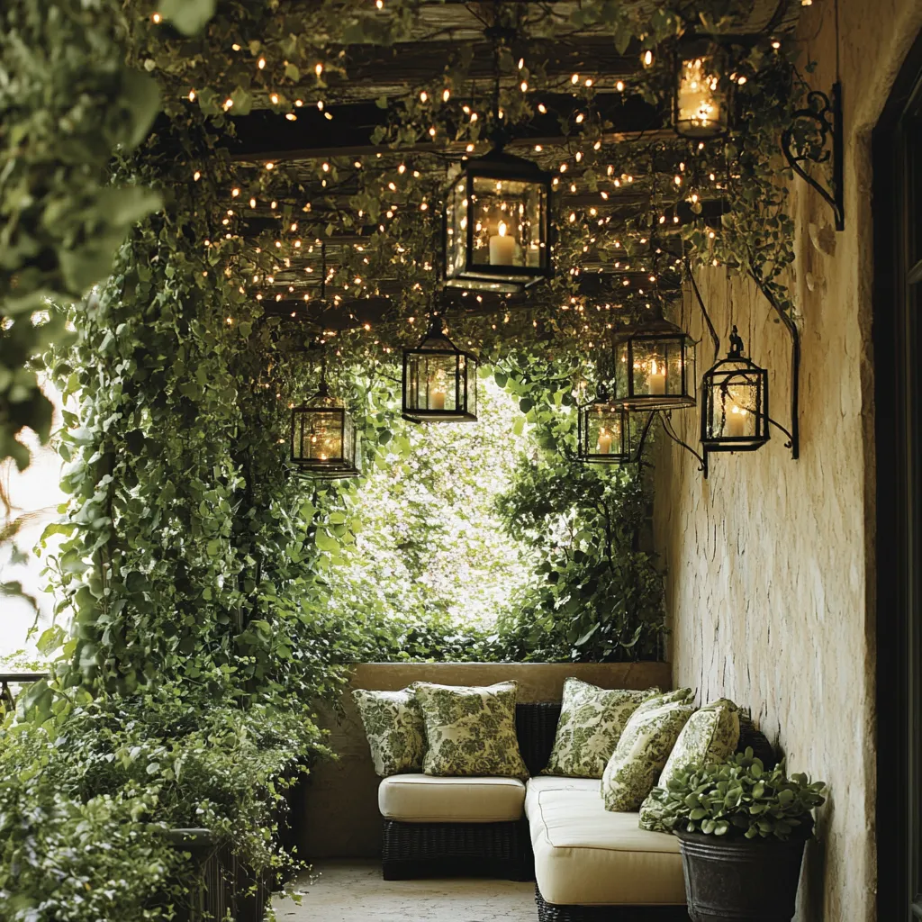 Trailing Ivy Plant and Draping String Lights Small Home Library Design Ideas- Trailing Ivy Plant and Draping String Lights