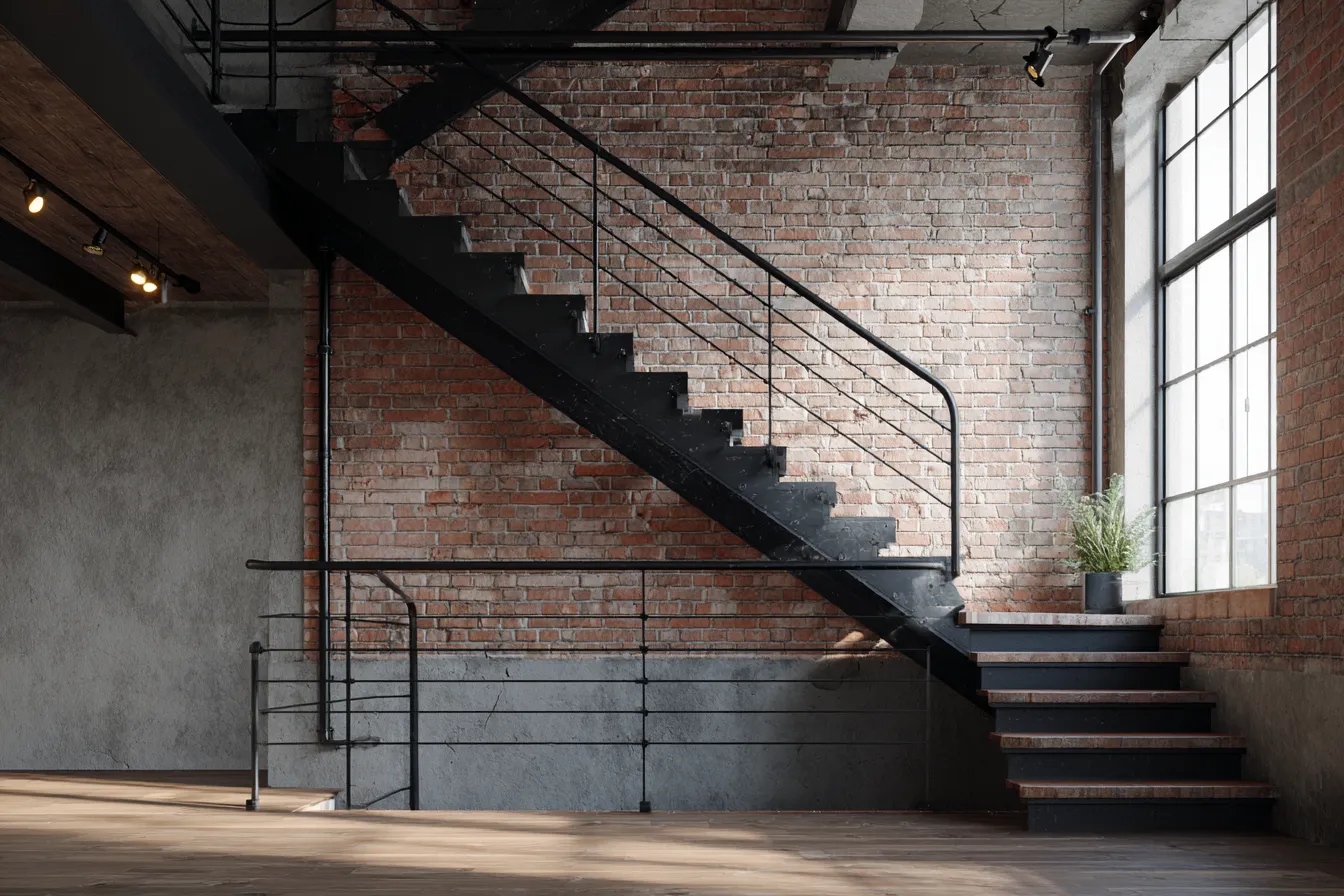 Industrial Stair Railing Design