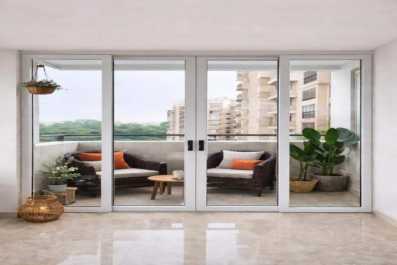 Balcony Partition Design With UPVC Glass Doors