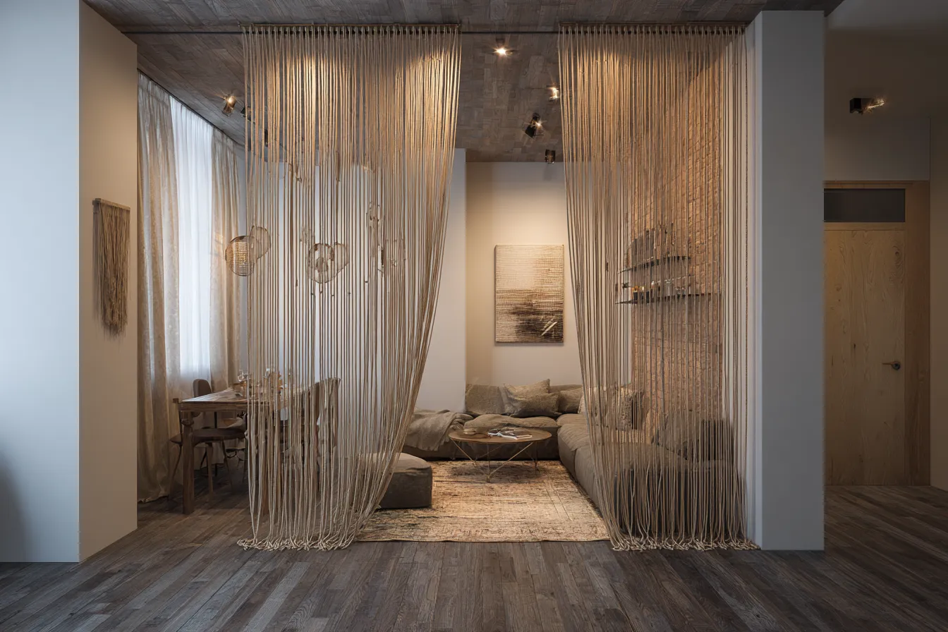 Creative Fabric and Rope Partition Wall Designs