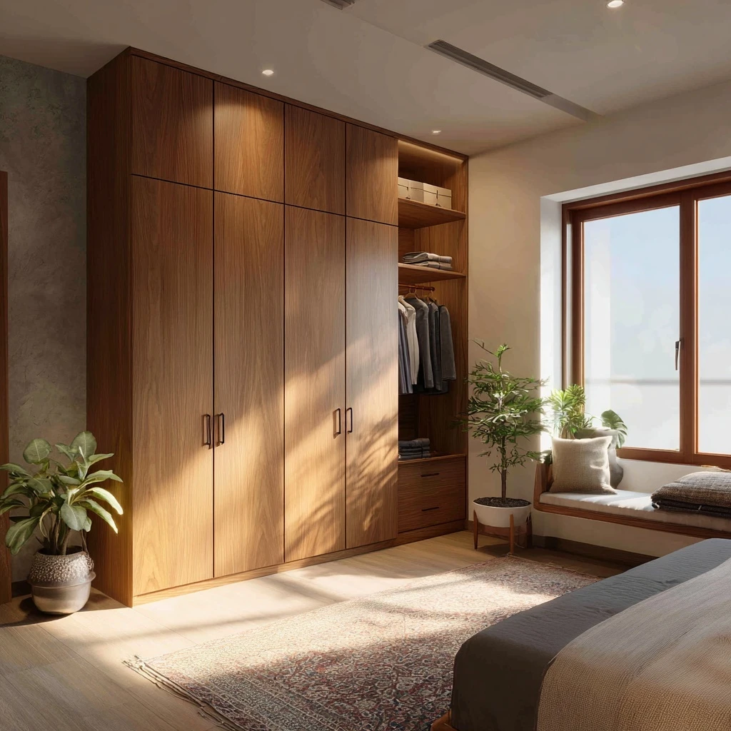 Earthy and Wooden Bedroom Wardrobe Colours as per Vastu
