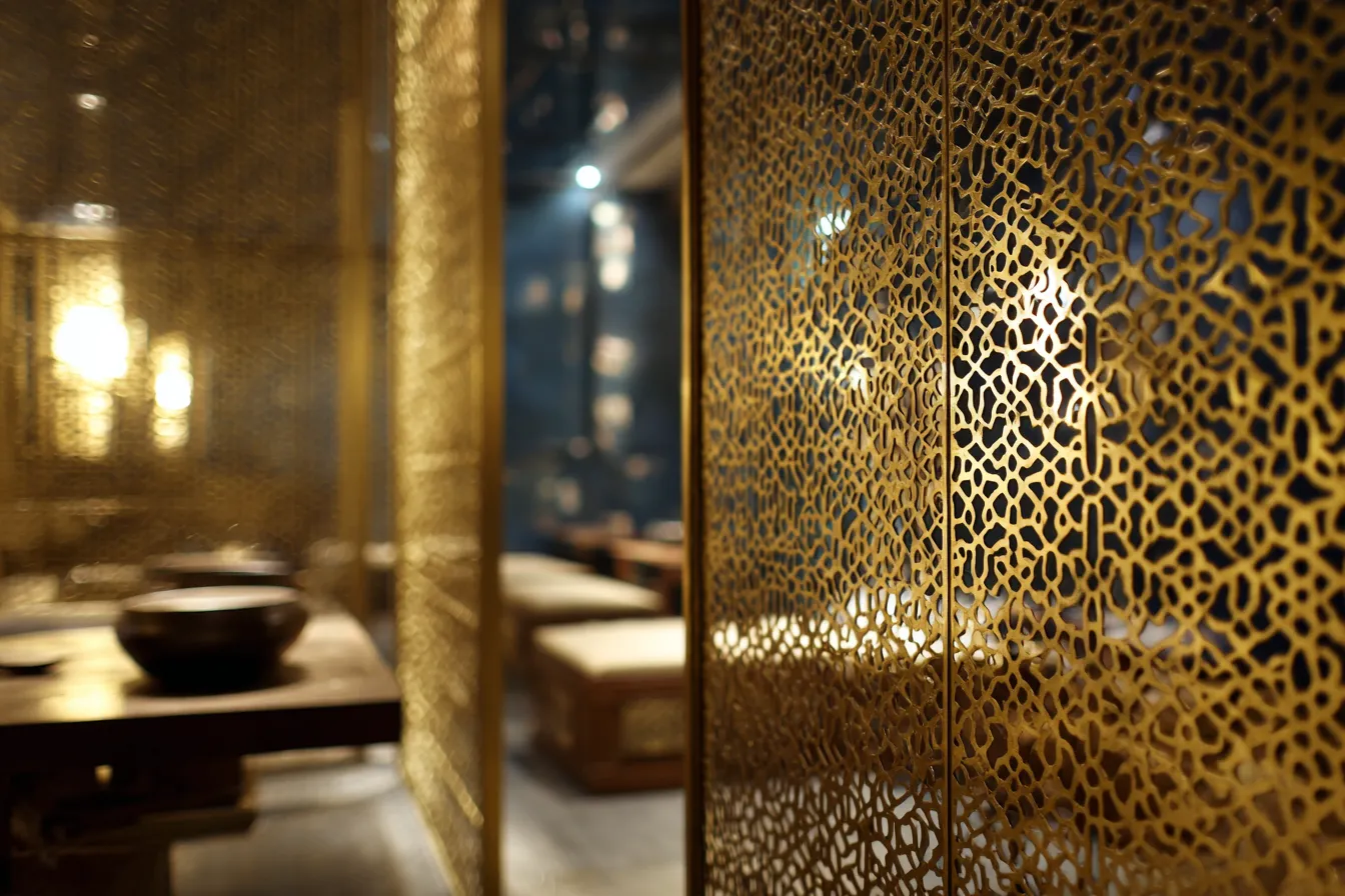 Metal Jaali Partition Design for Pooja Room