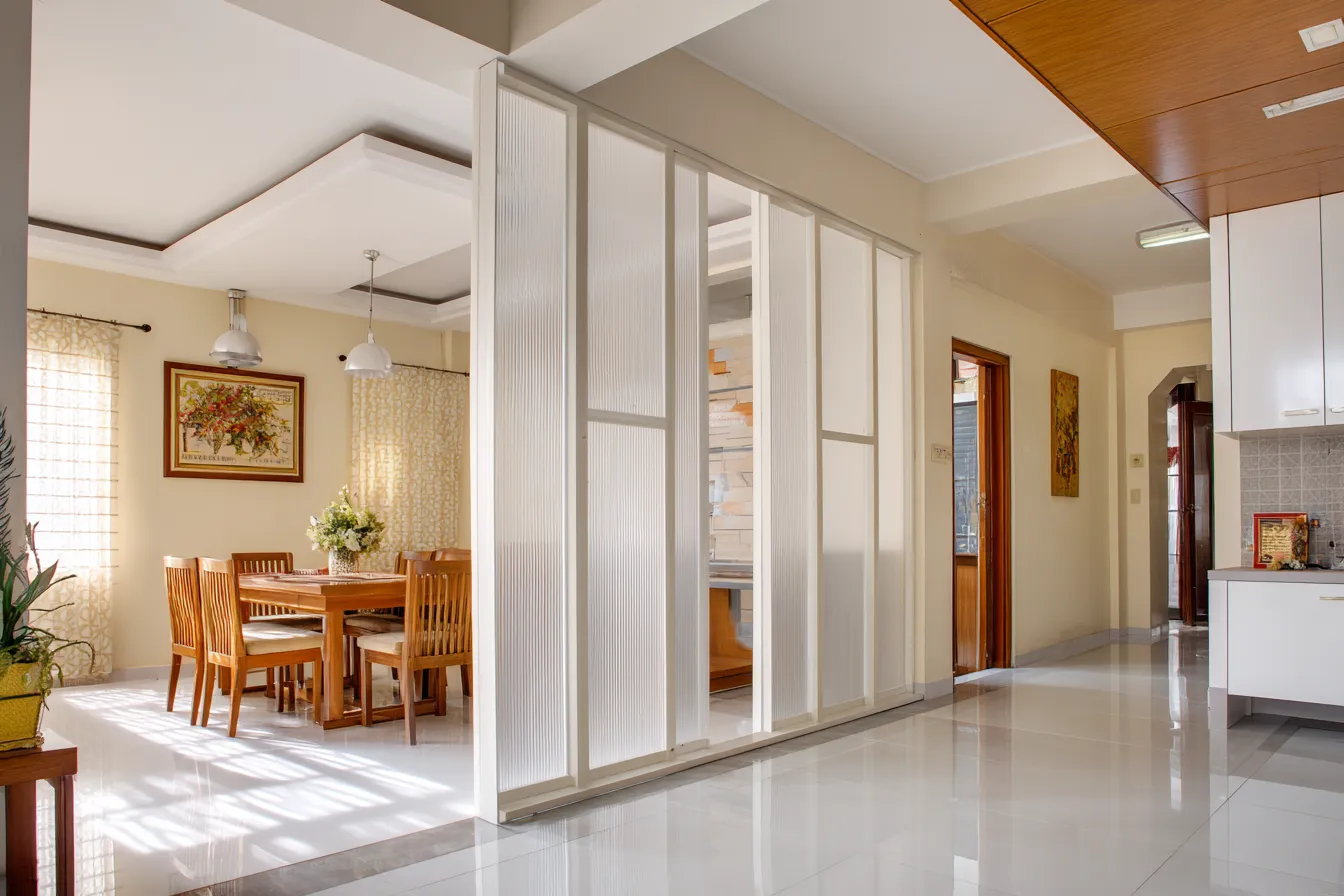 Simple Gypsum Partition Wall Design for Dining and Living Room