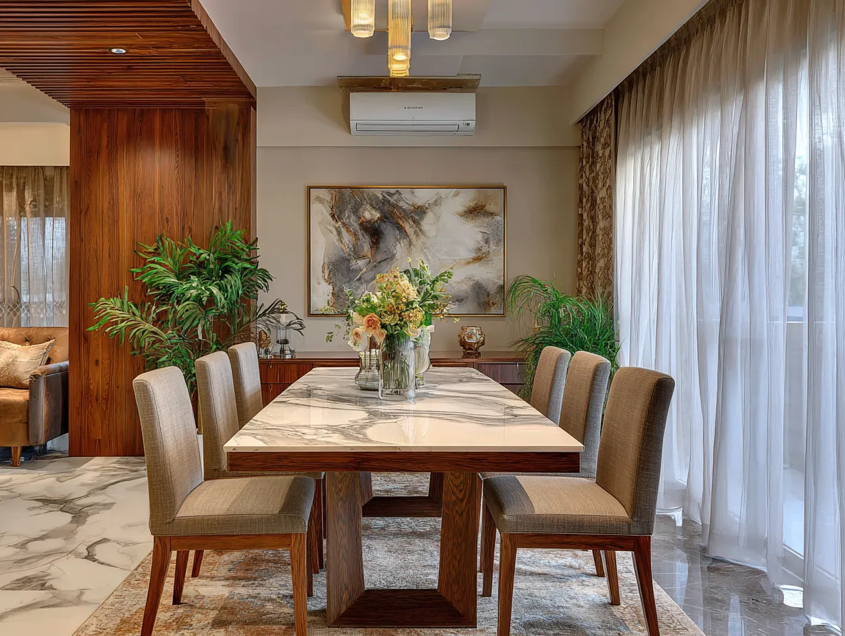 6 Seater Marble Top Dining Table